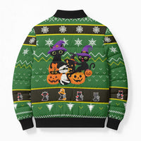 Cat Cute Witcher Noel Christmas Bomber Puffer Jacket Xmas Holiday Patterns - Wonder Print Shop
