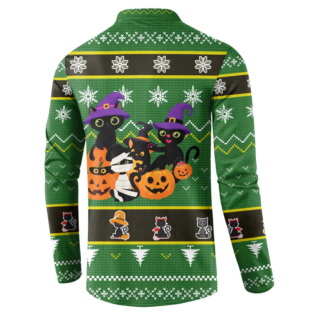 Cat Cute Witcher Noel Christmas Button Sweatshirt Xmas Holiday Patterns - Wonder Print Shop