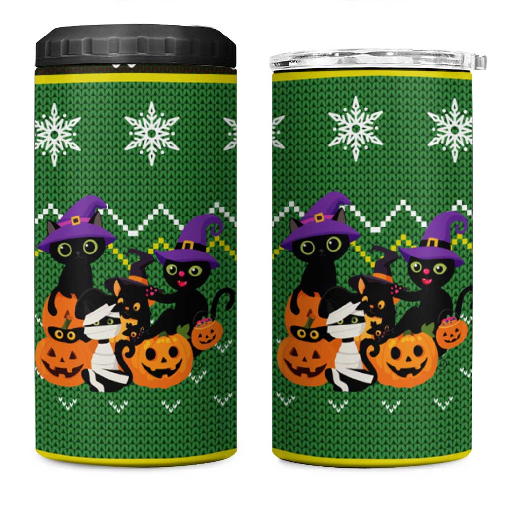 Cat Cute Witcher Noel Christmas 4 in 1 Can Cooler Tumbler Xmas Holiday Patterns - Wonder Print Shop