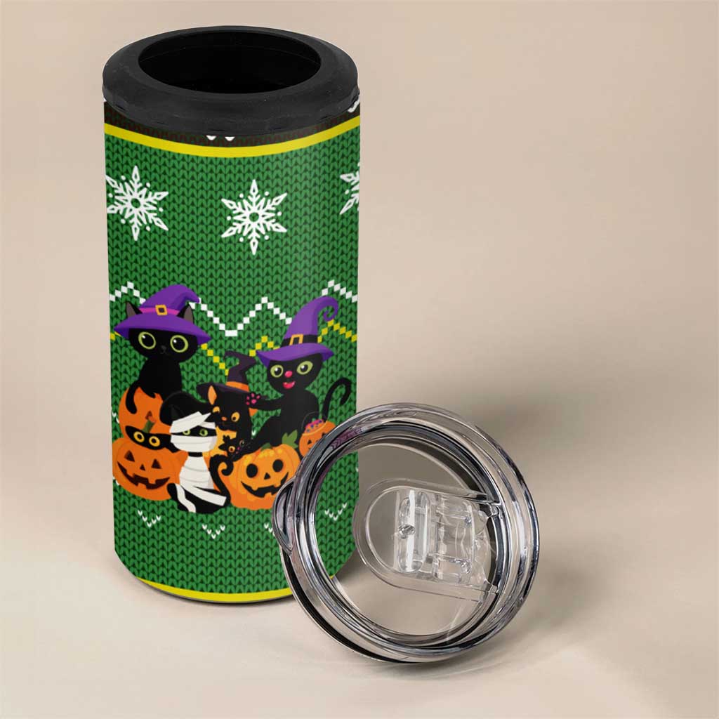 Cat Cute Witcher Noel Christmas 4 in 1 Can Cooler Tumbler Xmas Holiday Patterns - Wonder Print Shop