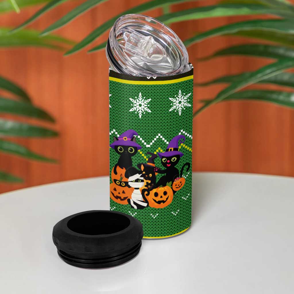 Cat Cute Witcher Noel Christmas 4 in 1 Can Cooler Tumbler Xmas Holiday Patterns - Wonder Print Shop