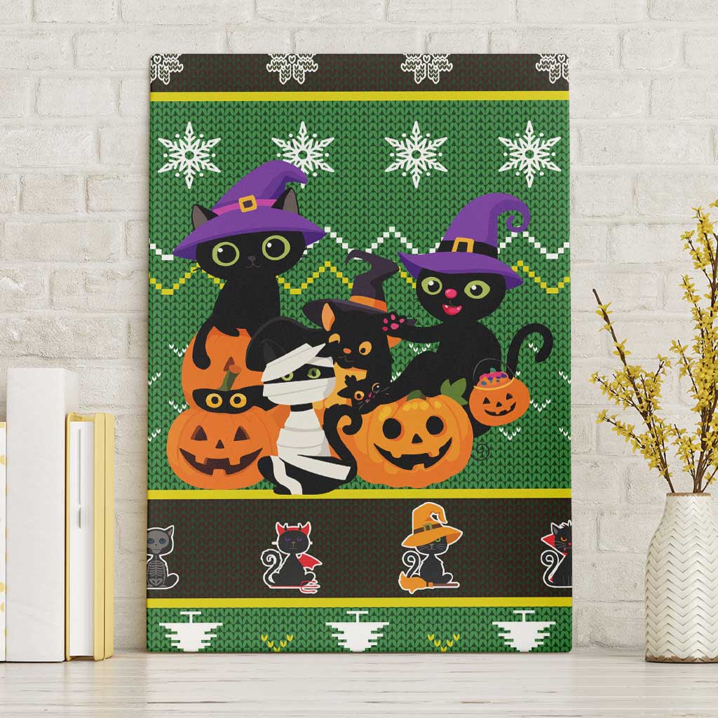 Cat Cute Witcher Noel Christmas Canvas Wall Art Xmas Holiday Patterns - Wonder Print Shop