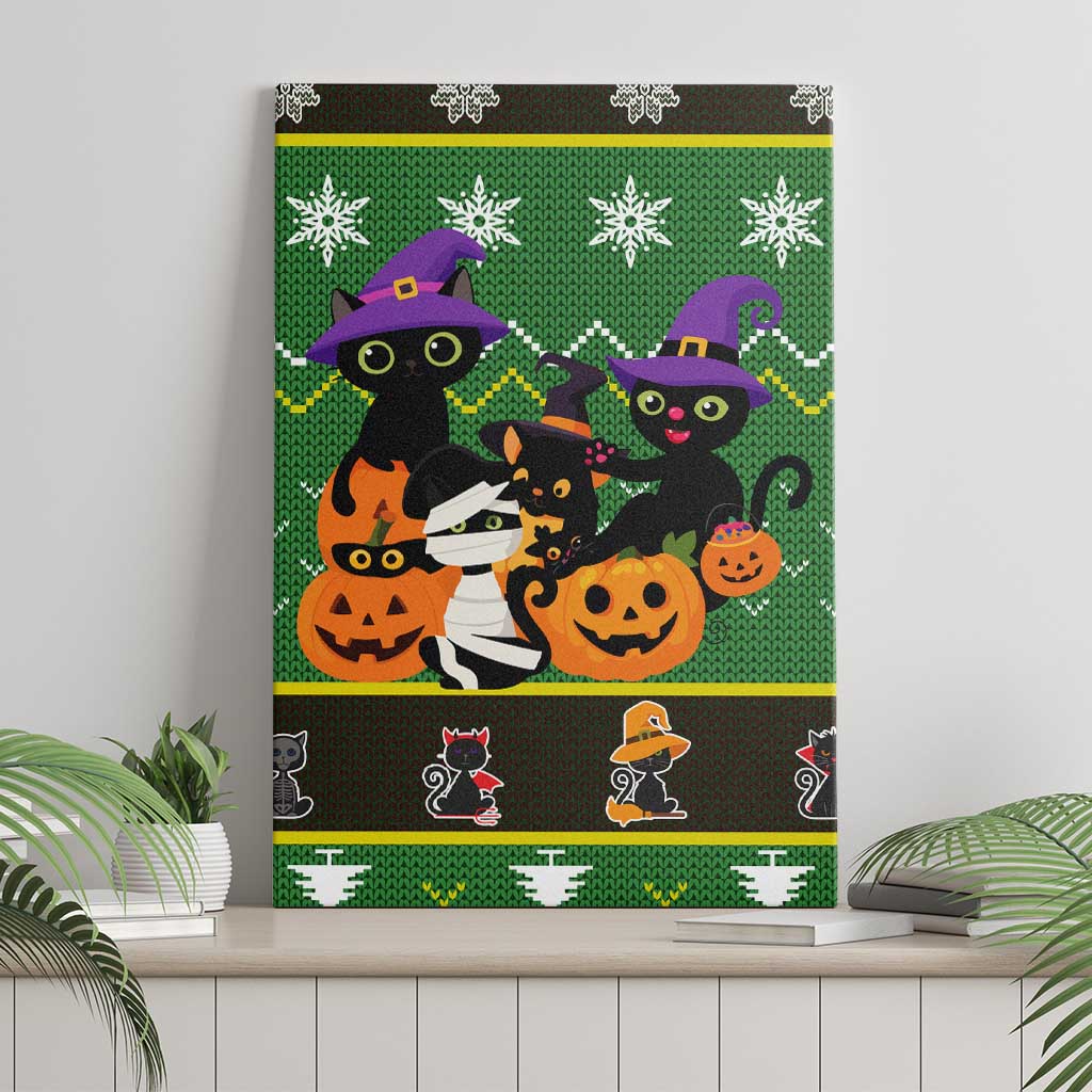 Cat Cute Witcher Noel Christmas Canvas Wall Art Xmas Holiday Patterns - Wonder Print Shop