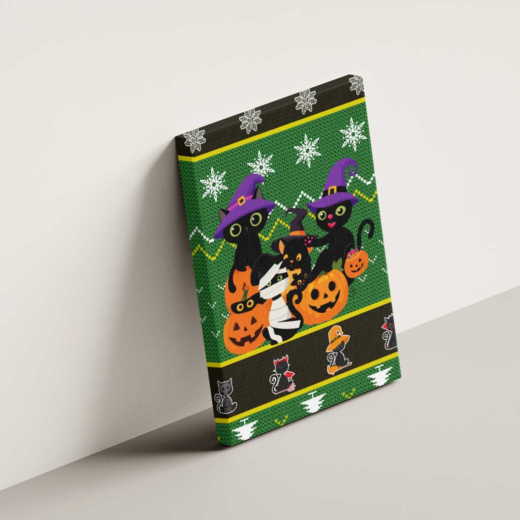Cat Cute Witcher Noel Christmas Canvas Wall Art Xmas Holiday Patterns - Wonder Print Shop