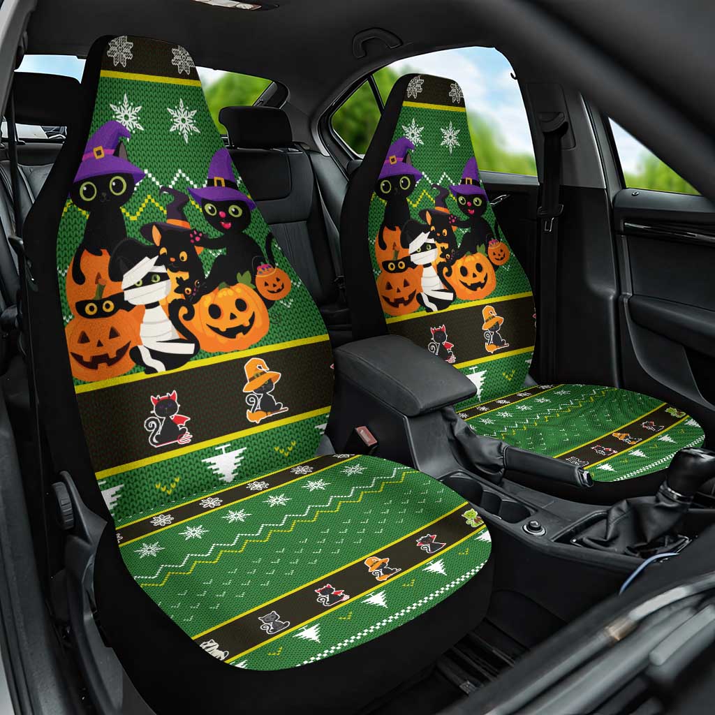 Cat Cute Witcher Noel Christmas Car Seat Cover Xmas Holiday Patterns - Wonder Print Shop