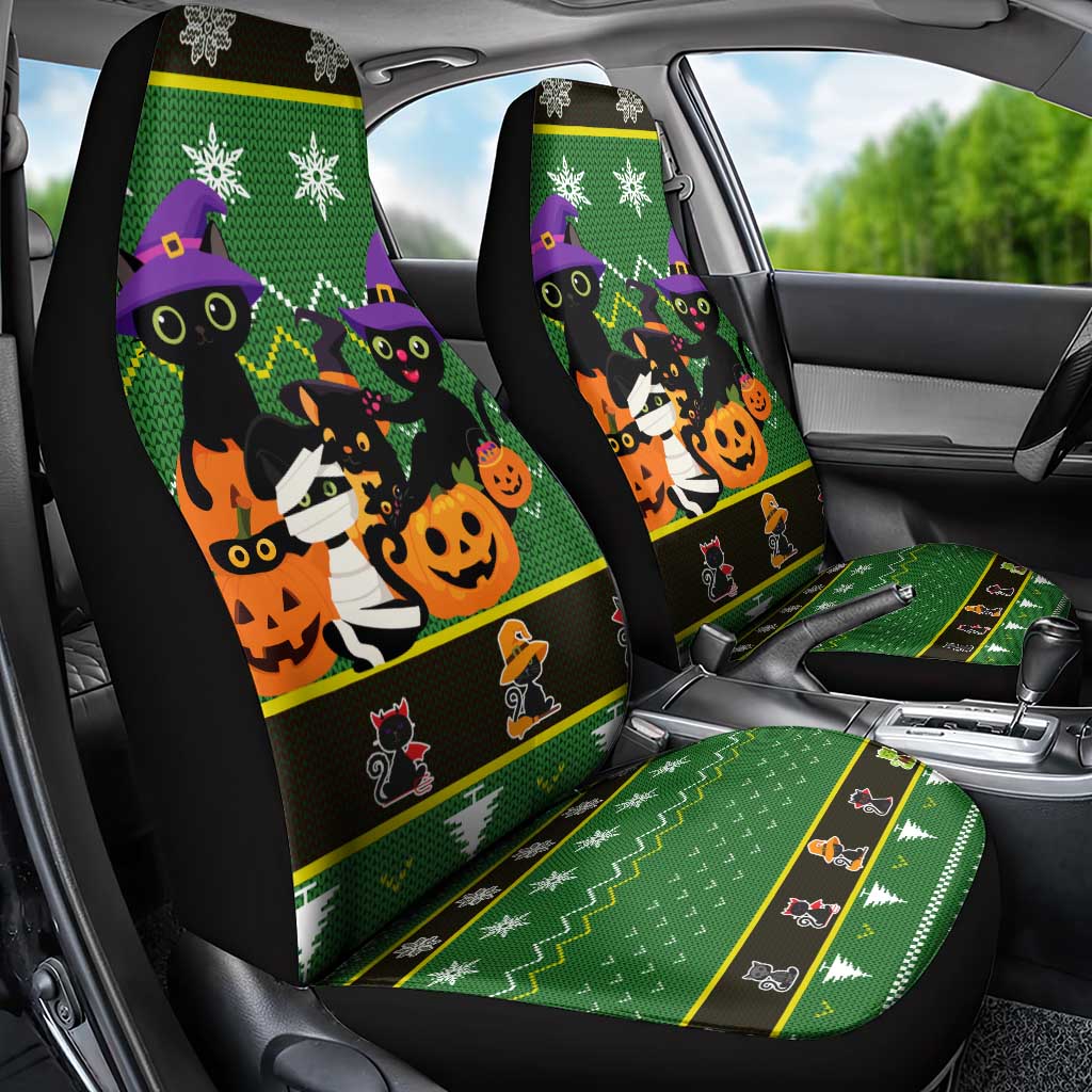 Cat Cute Witcher Noel Christmas Car Seat Cover Xmas Holiday Patterns - Wonder Print Shop
