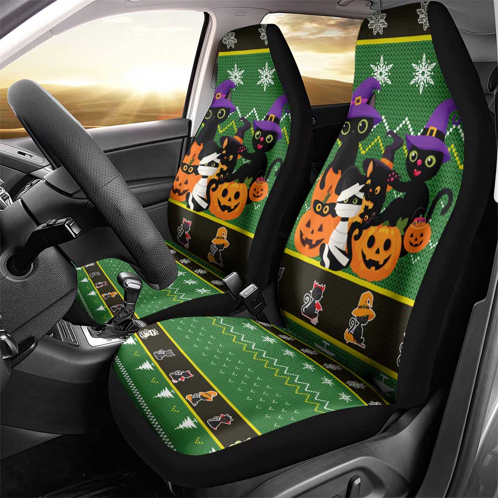 Cat Cute Witcher Noel Christmas Car Seat Cover Xmas Holiday Patterns - Wonder Print Shop