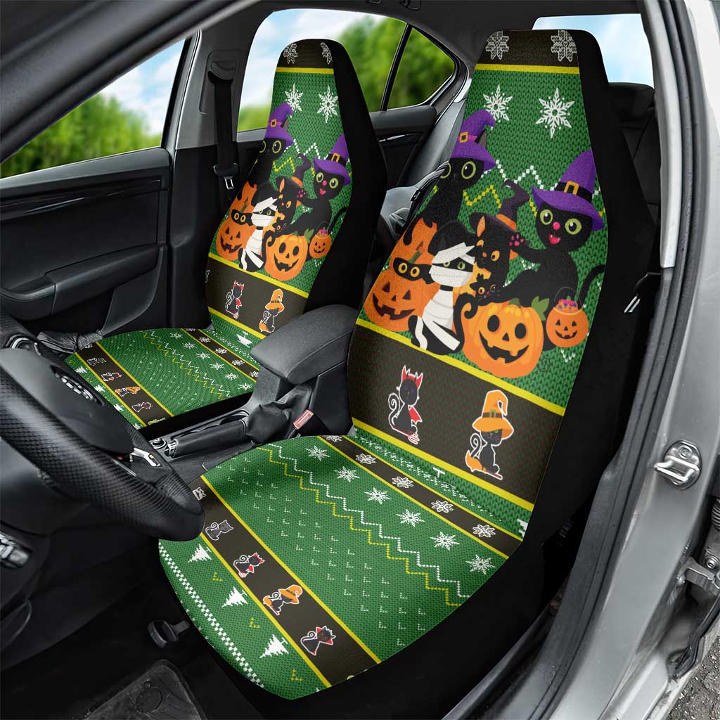 Cat Cute Witcher Noel Christmas Car Seat Cover Xmas Holiday Patterns - Wonder Print Shop
