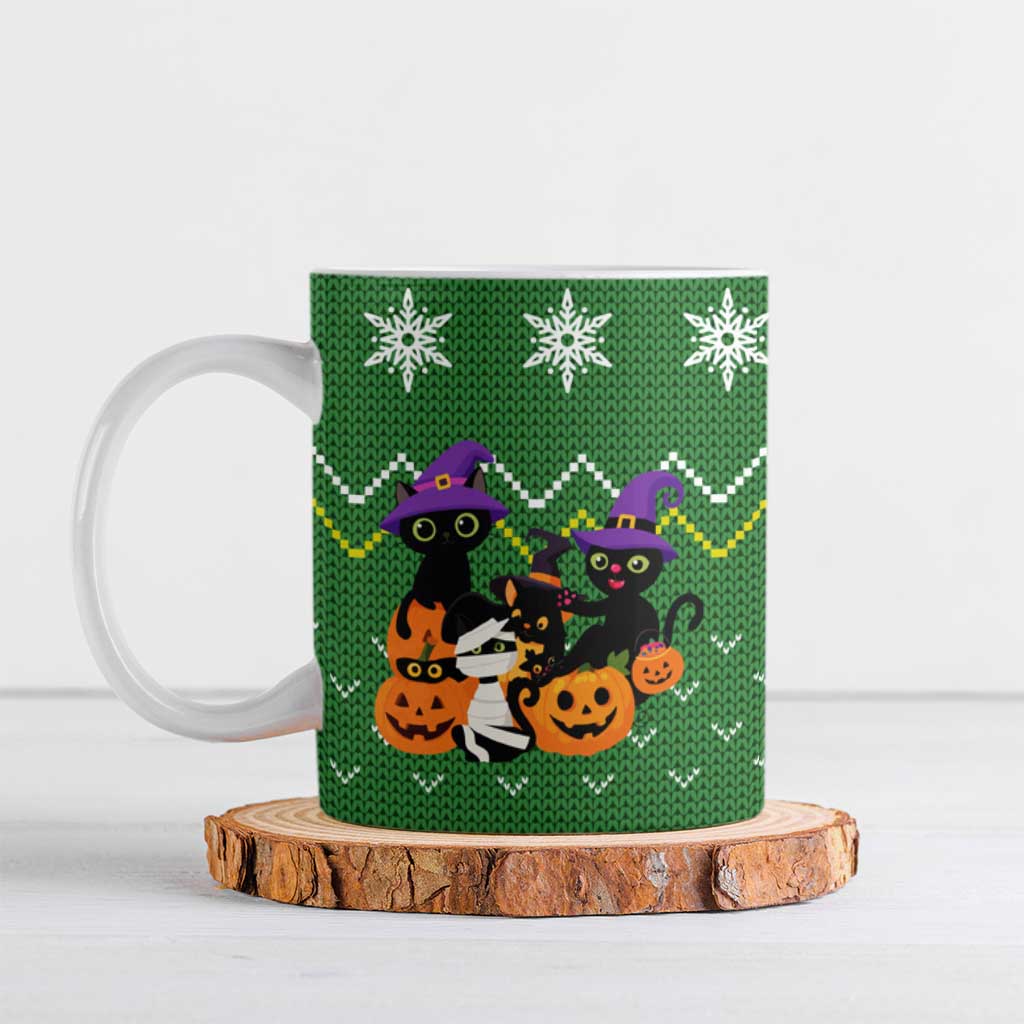 Cat Cute Witcher Noel Christmas Ceramic Mug Xmas Holiday Patterns - Wonder Print Shop