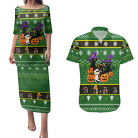 Cat Cute Witcher Noel Christmas Couples Matching Puletasi and Hawaiian Shirt Xmas Holiday Patterns - Wonder Print Shop