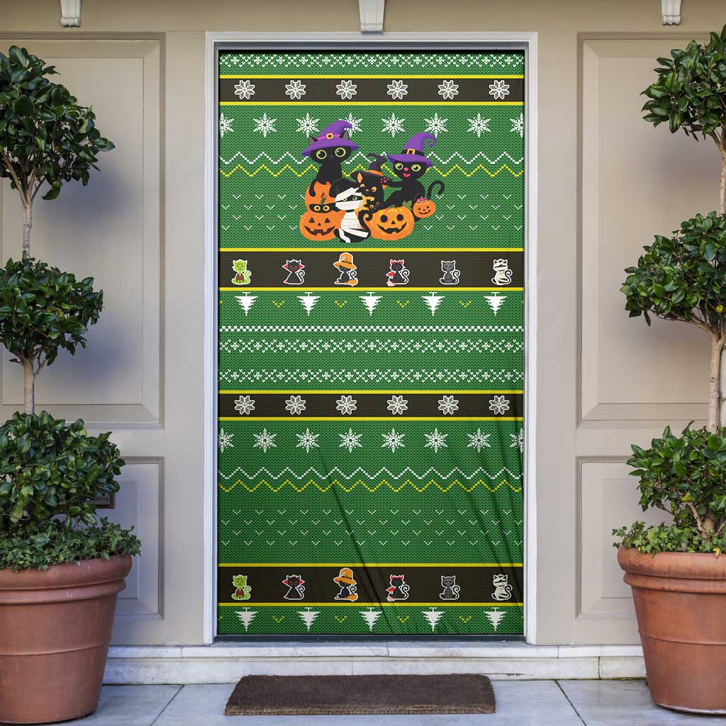 Cat Cute Witcher Noel Christmas Door Cover Xmas Holiday Patterns - Wonder Print Shop