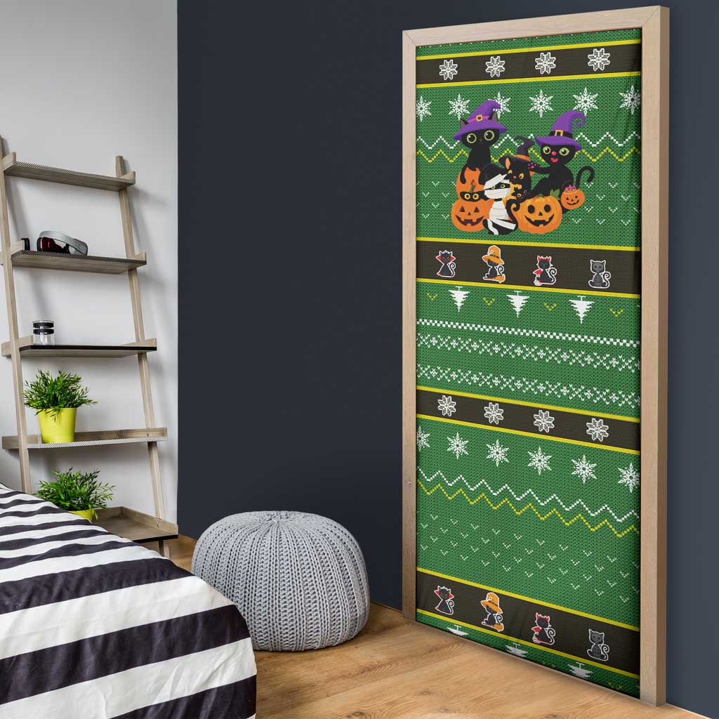 Cat Cute Witcher Noel Christmas Door Cover Xmas Holiday Patterns - Wonder Print Shop