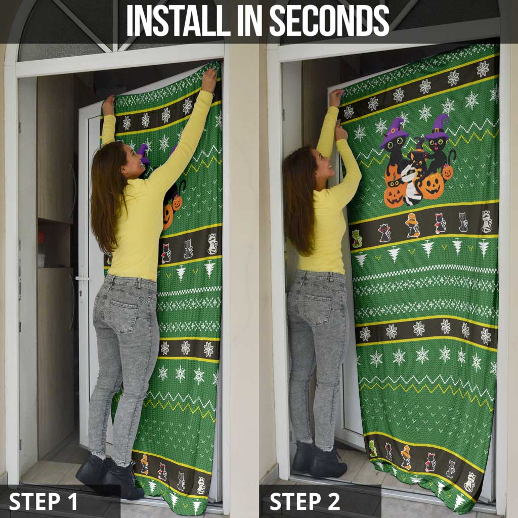 Cat Cute Witcher Noel Christmas Door Cover Xmas Holiday Patterns - Wonder Print Shop