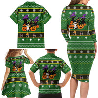 Cat Cute Witcher Noel Christmas Family Matching Long Sleeve Bodycon Dress and Hawaiian Shirt Xmas Holiday Patterns - Wonder Print Shop