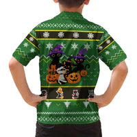 Cat Cute Witcher Noel Christmas Family Matching Off The Shoulder Long Sleeve Dress and Hawaiian Shirt Xmas Holiday Patterns - Wonder Print Shop