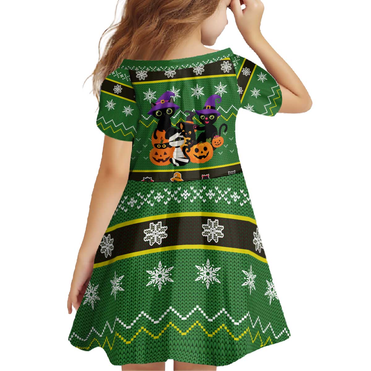 Cat Cute Witcher Noel Christmas Family Matching Off The Shoulder Long Sleeve Dress and Hawaiian Shirt Xmas Holiday Patterns - Wonder Print Shop