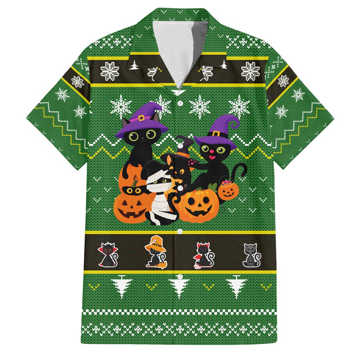 Cat Cute Witcher Noel Christmas Family Matching Off The Shoulder Long Sleeve Dress and Hawaiian Shirt Xmas Holiday Patterns - Wonder Print Shop