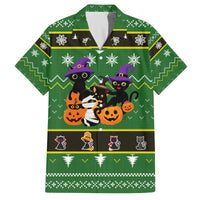 Cat Cute Witcher Noel Christmas Family Matching Off The Shoulder Long Sleeve Dress and Hawaiian Shirt Xmas Holiday Patterns - Wonder Print Shop