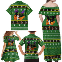 Cat Cute Witcher Noel Christmas Family Matching Off Shoulder Maxi Dress and Hawaiian Shirt Xmas Holiday Patterns - Wonder Print Shop