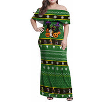 Cat Cute Witcher Noel Christmas Family Matching Off Shoulder Maxi Dress and Hawaiian Shirt Xmas Holiday Patterns - Wonder Print Shop