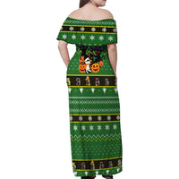 Cat Cute Witcher Noel Christmas Family Matching Off Shoulder Maxi Dress and Hawaiian Shirt Xmas Holiday Patterns - Wonder Print Shop