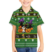 Cat Cute Witcher Noel Christmas Family Matching Off Shoulder Maxi Dress and Hawaiian Shirt Xmas Holiday Patterns - Wonder Print Shop