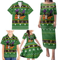 Cat Cute Witcher Noel Christmas Family Matching Puletasi and Hawaiian Shirt Xmas Holiday Patterns - Wonder Print Shop