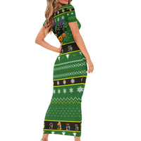 Cat Cute Witcher Noel Christmas Family Matching Short Sleeve Bodycon Dress and Hawaiian Shirt Xmas Holiday Patterns - Wonder Print Shop