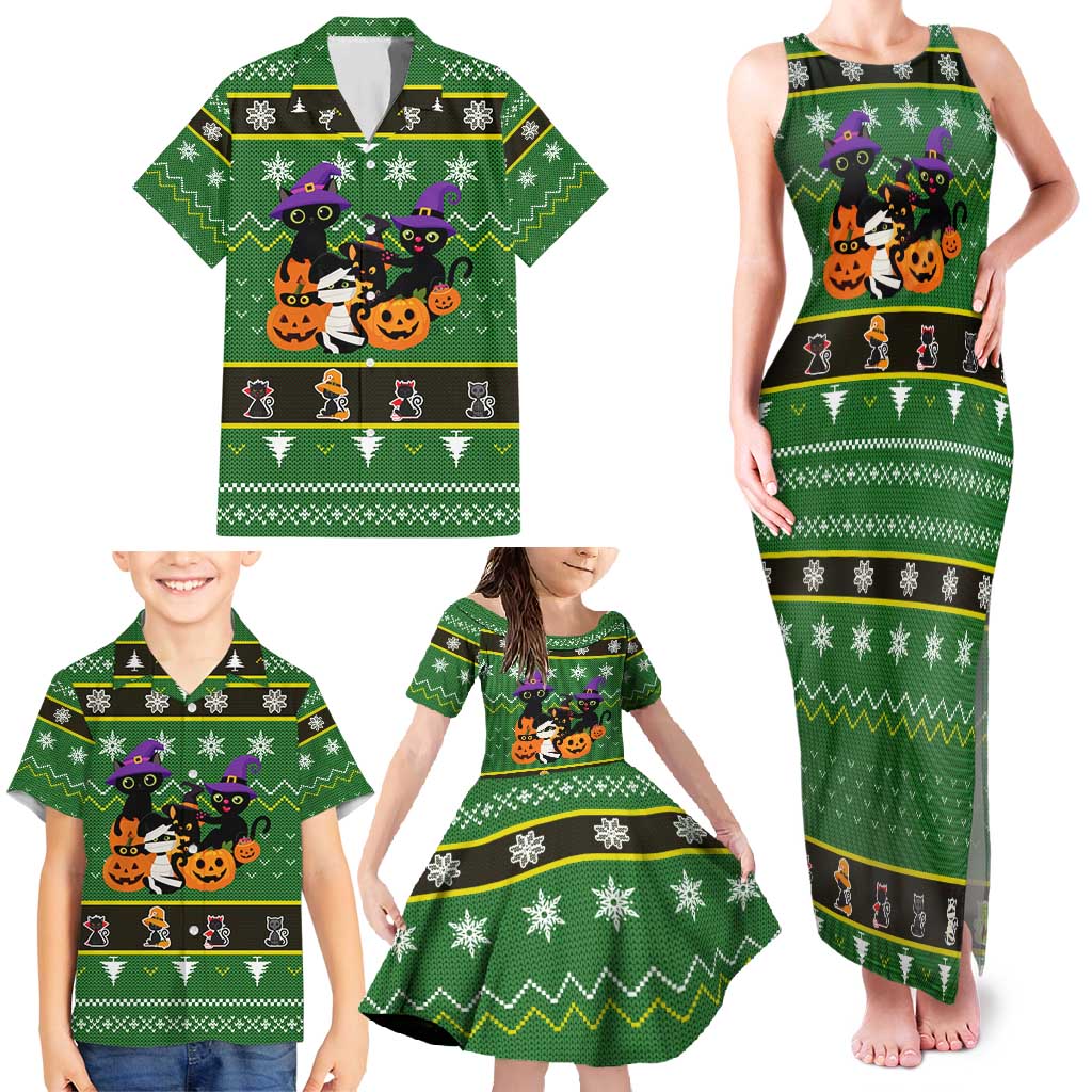 Cat Cute Witcher Noel Christmas Family Matching Tank Maxi Dress and Hawaiian Shirt Xmas Holiday Patterns - Wonder Print Shop