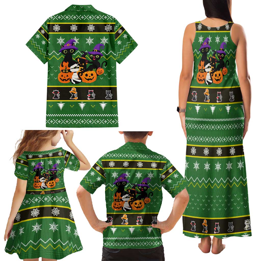 Cat Cute Witcher Noel Christmas Family Matching Tank Maxi Dress and Hawaiian Shirt Xmas Holiday Patterns - Wonder Print Shop