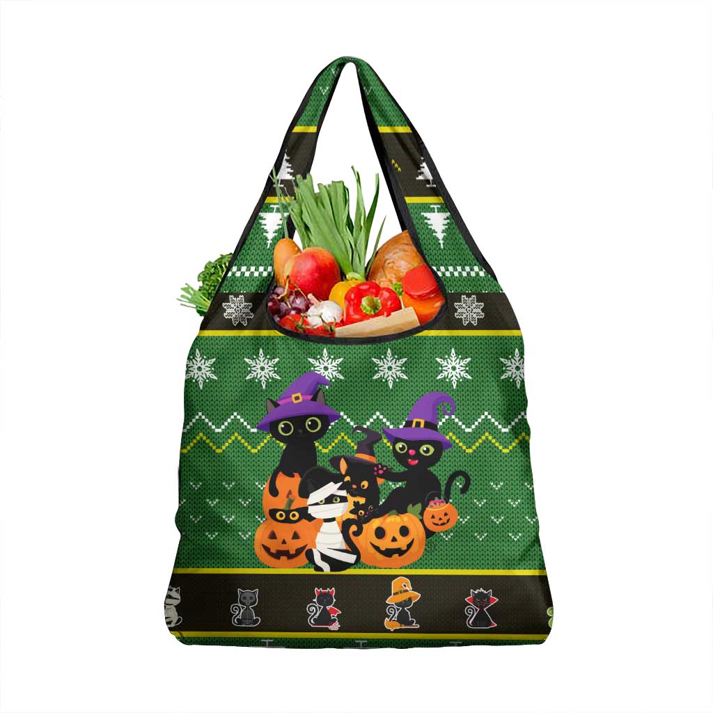 Cat Cute Witcher Noel Christmas Grocery Bag Xmas Holiday Patterns - Wonder Print Shop