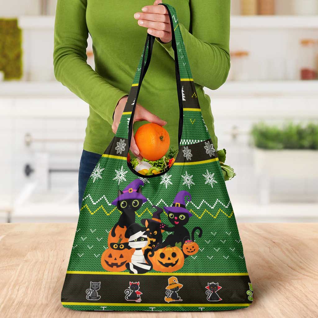 Cat Cute Witcher Noel Christmas Grocery Bag Xmas Holiday Patterns - Wonder Print Shop
