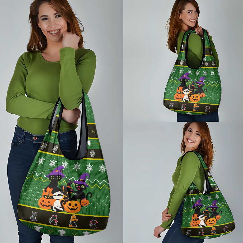 Cat Cute Witcher Noel Christmas Grocery Bag Xmas Holiday Patterns - Wonder Print Shop