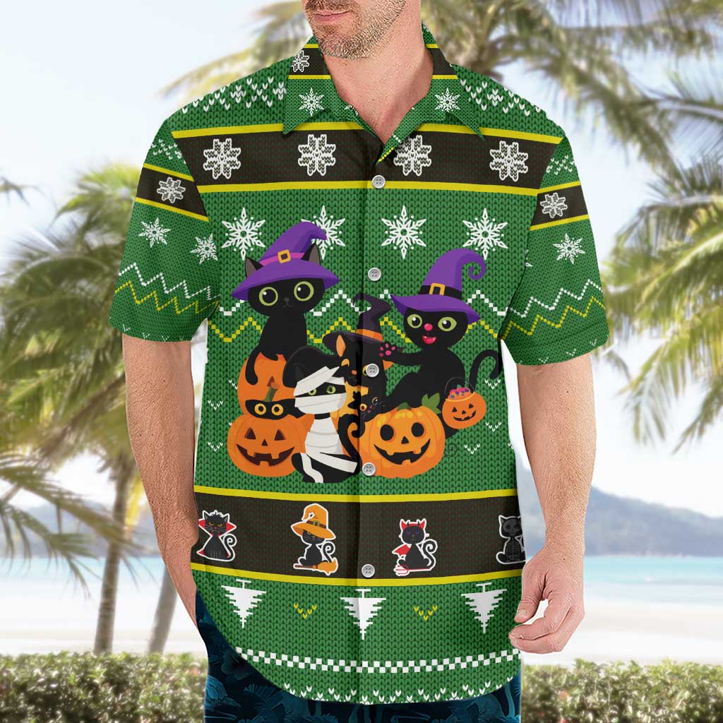 Cat Cute Witcher Noel Christmas Hawaiian Shirt Xmas Holiday Patterns - Wonder Print Shop
