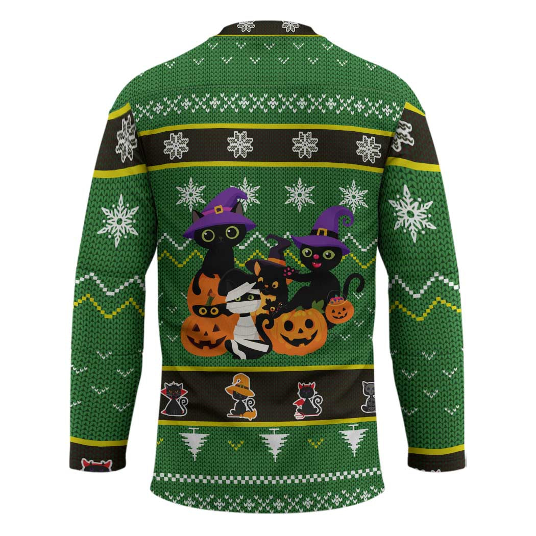 Cat Cute Witcher Noel Christmas Hockey Jersey Xmas Holiday Patterns - Wonder Print Shop