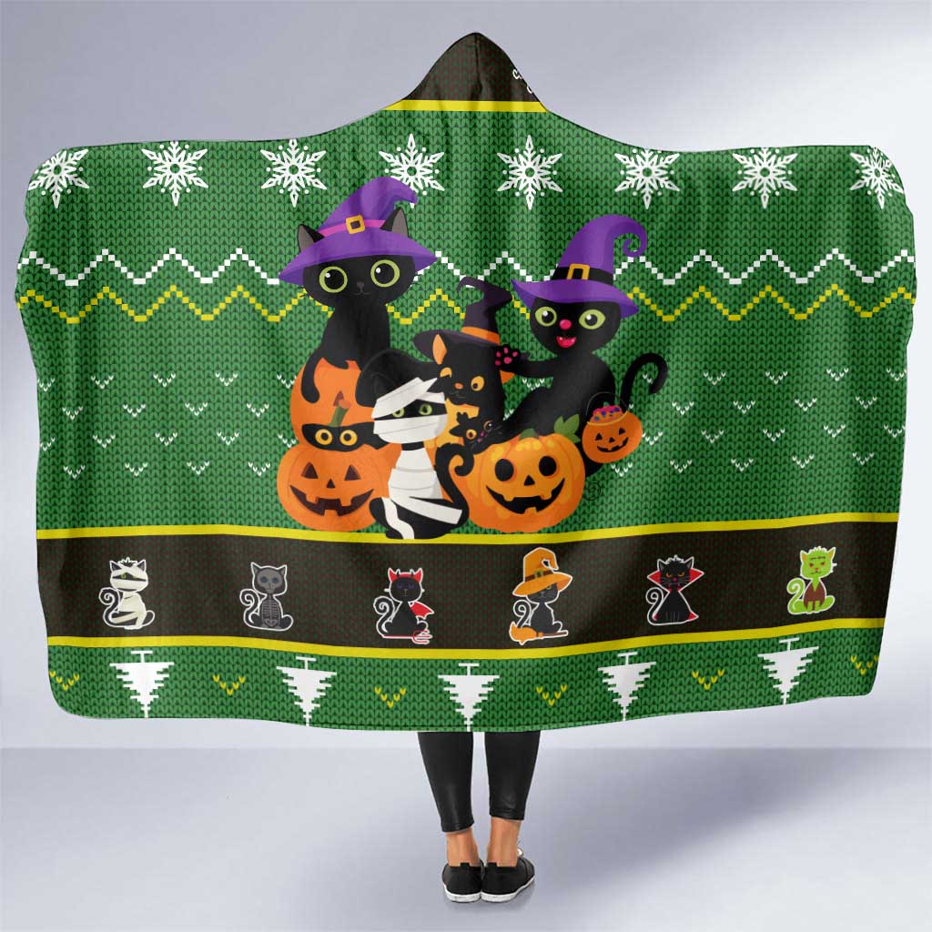 Cat Cute Witcher Noel Christmas Hooded Blanket Xmas Holiday Patterns - Wonder Print Shop