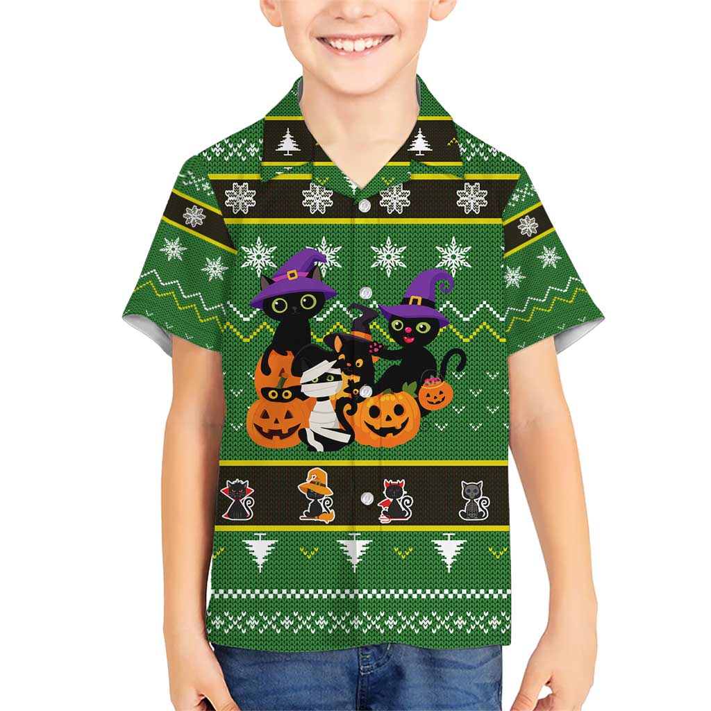 Cat Cute Witcher Noel Christmas Kid Hawaiian Shirt Xmas Holiday Patterns - Wonder Print Shop