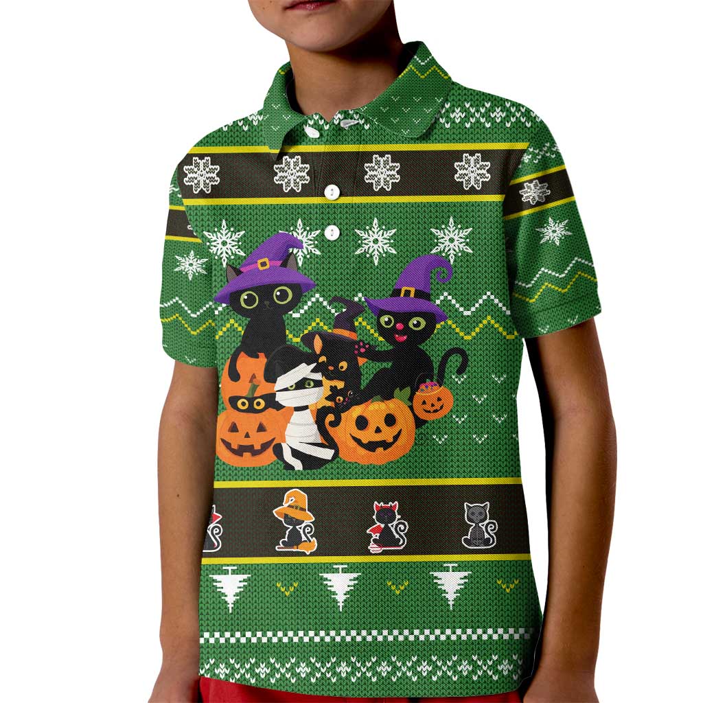Cat Cute Witcher Noel Christmas Kid Polo Shirt Xmas Holiday Patterns - Wonder Print Shop