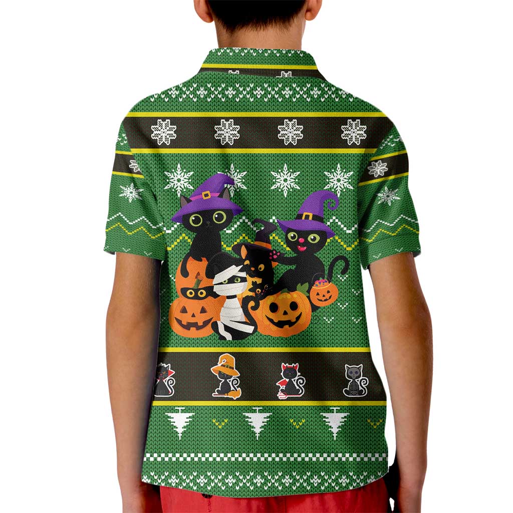 Cat Cute Witcher Noel Christmas Kid Polo Shirt Xmas Holiday Patterns - Wonder Print Shop