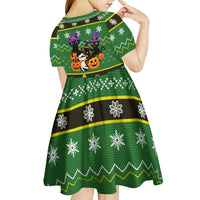 Cat Cute Witcher Noel Christmas Kid Short Sleeve Dress Xmas Holiday Patterns - Wonder Print Shop