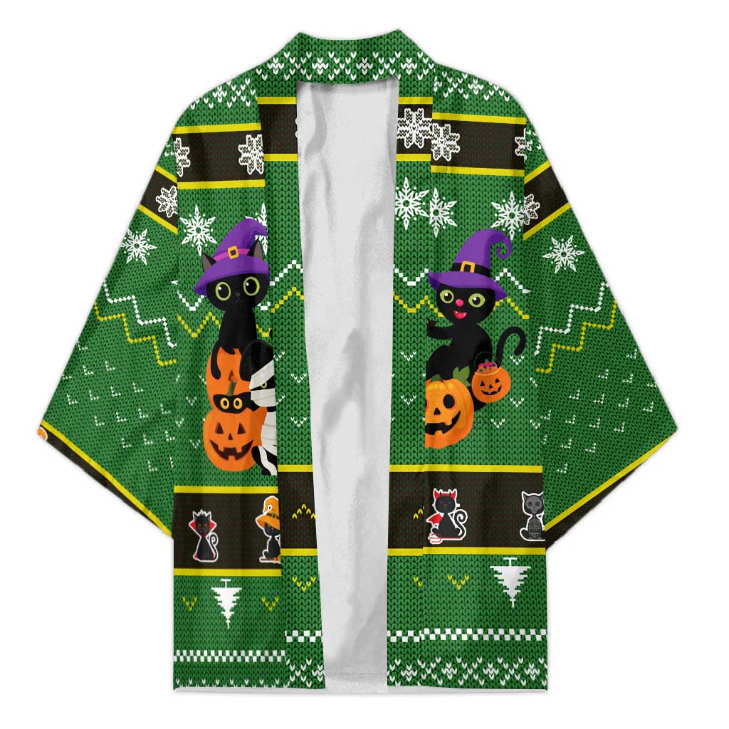 Cat Cute Witcher Noel Christmas Kimono Xmas Holiday Patterns - Wonder Print Shop