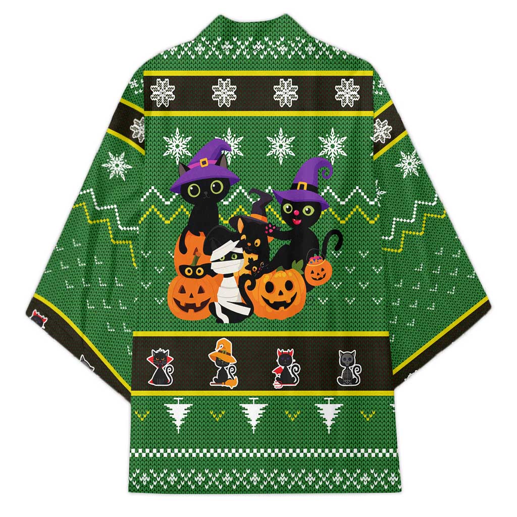 Cat Cute Witcher Noel Christmas Kimono Xmas Holiday Patterns - Wonder Print Shop