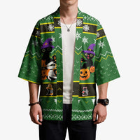 Cat Cute Witcher Noel Christmas Kimono Xmas Holiday Patterns - Wonder Print Shop