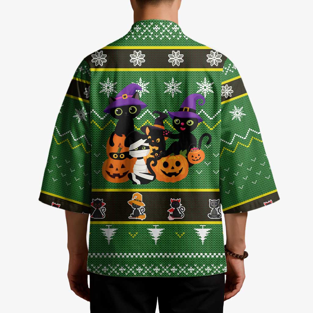 Cat Cute Witcher Noel Christmas Kimono Xmas Holiday Patterns - Wonder Print Shop