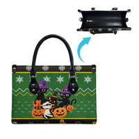Cat Cute Witcher Noel Christmas Leather Bag Xmas Holiday Patterns - Wonder Print Shop