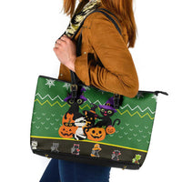 Cat Cute Witcher Noel Christmas Leather Tote Bag Xmas Holiday Patterns - Wonder Print Shop