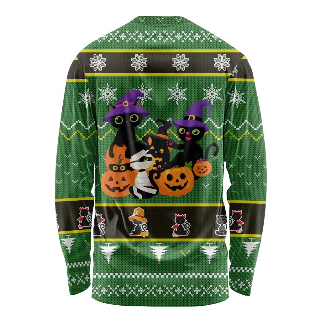 Cat Cute Witcher Noel Christmas Long Sleeve Shirt Xmas Holiday Patterns - Wonder Print Shop