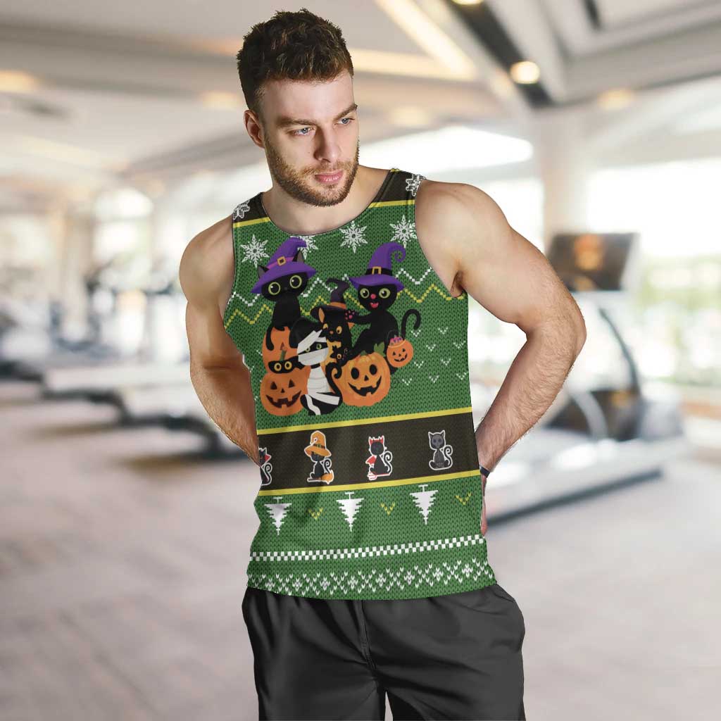 Cat Cute Witcher Noel Christmas Men Tank Top Xmas Holiday Patterns - Wonder Print Shop