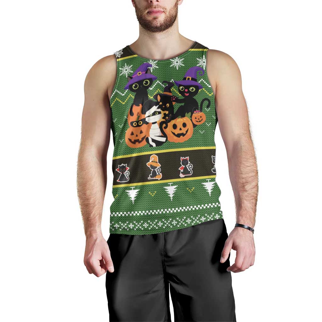 Cat Cute Witcher Noel Christmas Men Tank Top Xmas Holiday Patterns - Wonder Print Shop