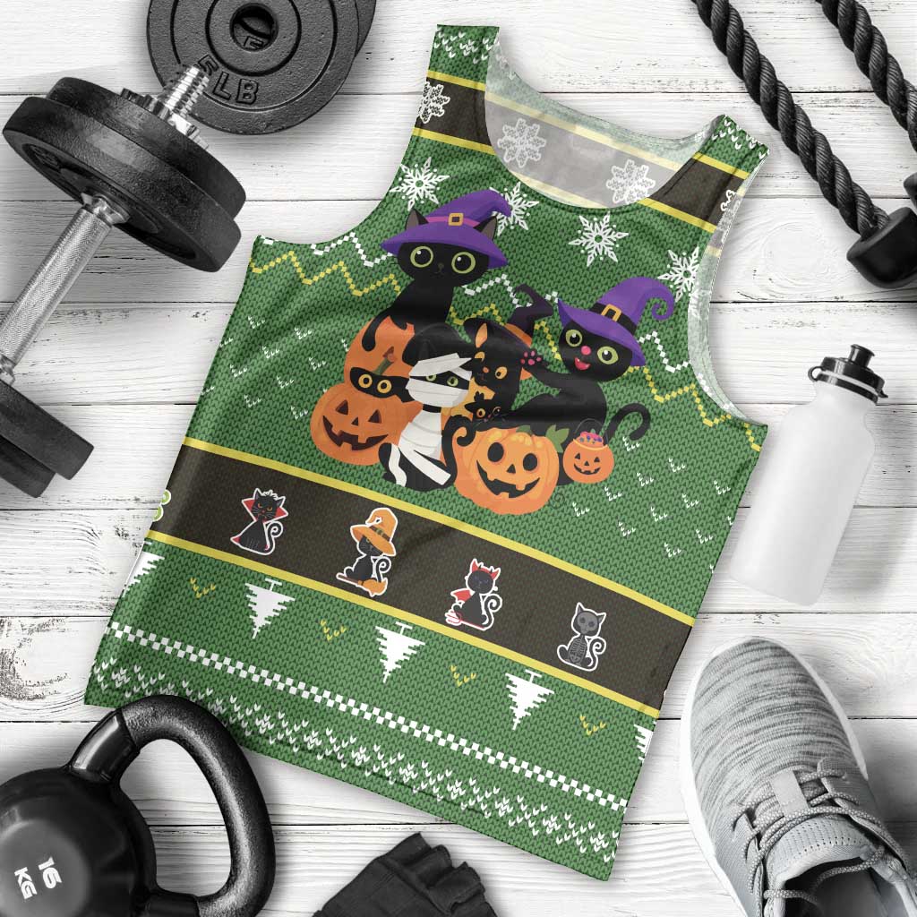 Cat Cute Witcher Noel Christmas Men Tank Top Xmas Holiday Patterns - Wonder Print Shop